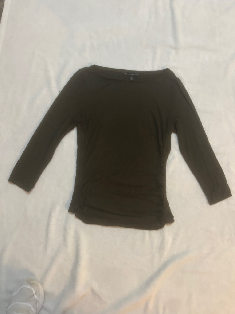 White House Black Market Top Dark Green Boatneck Three-Quarter Sleeve Size Small